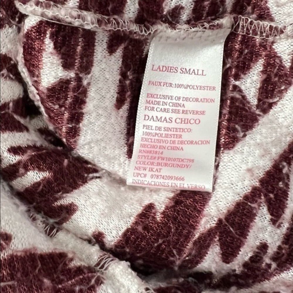 Cozy Sherpa Burgundy & White Quarter Pullover Size S - Picture 7 of 7